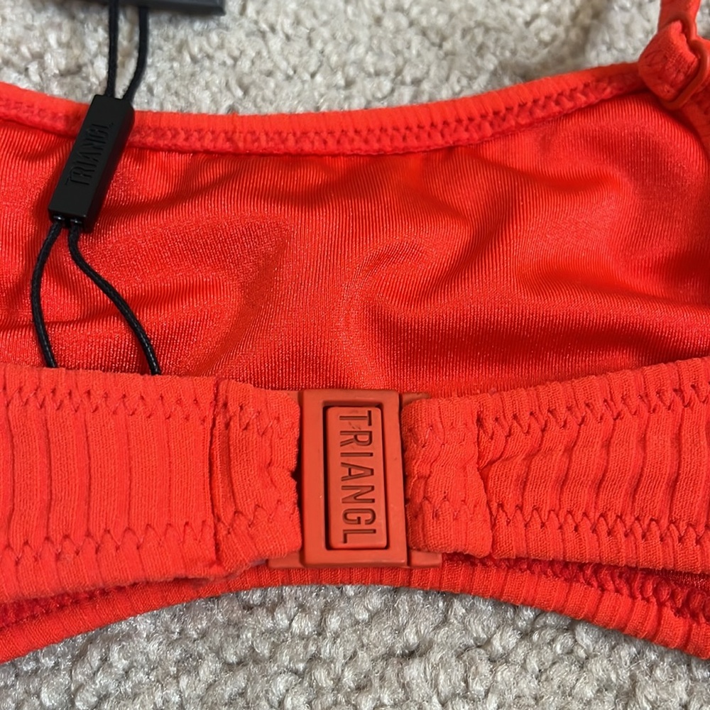 NWT TRIANGL Maci Bright Orange Candy Ribbed Sporty Bikini Top Only size Medium - Picture 6 of 8